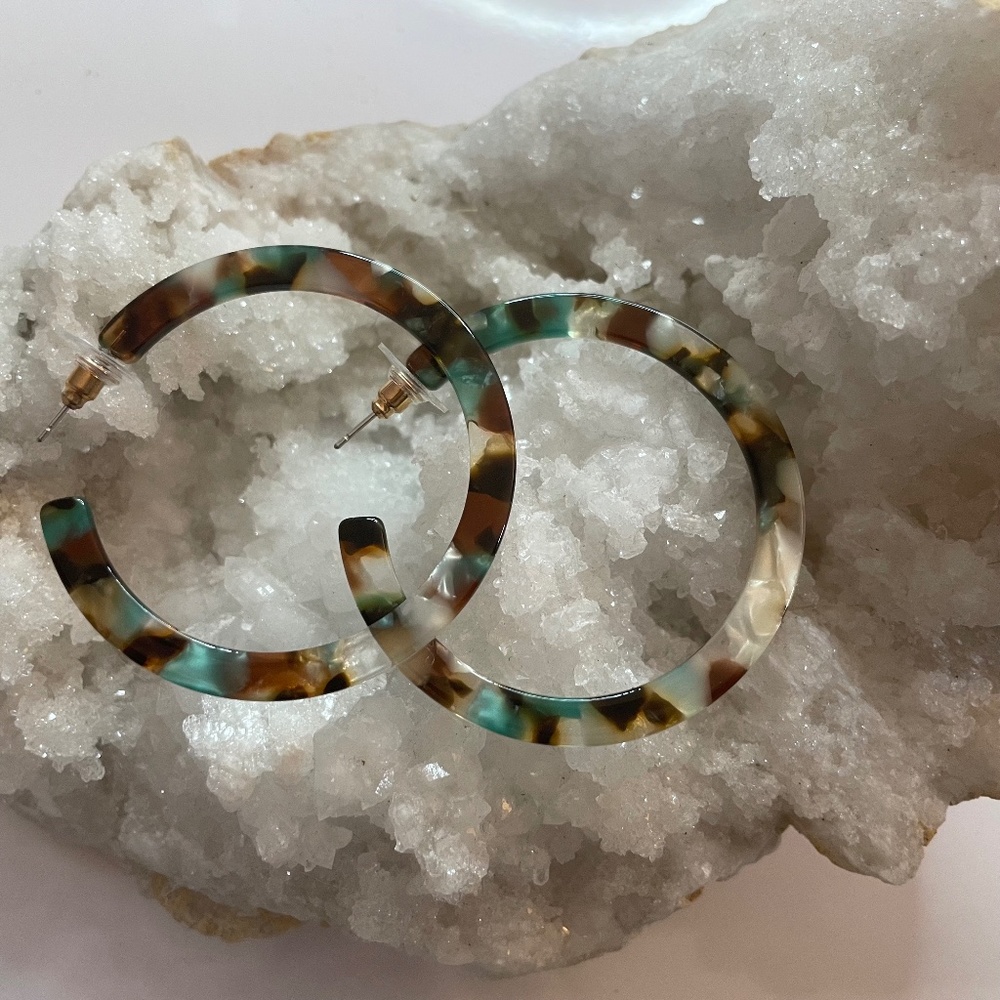 NEW 2 Inch Multicolor Open Hoop Earrings